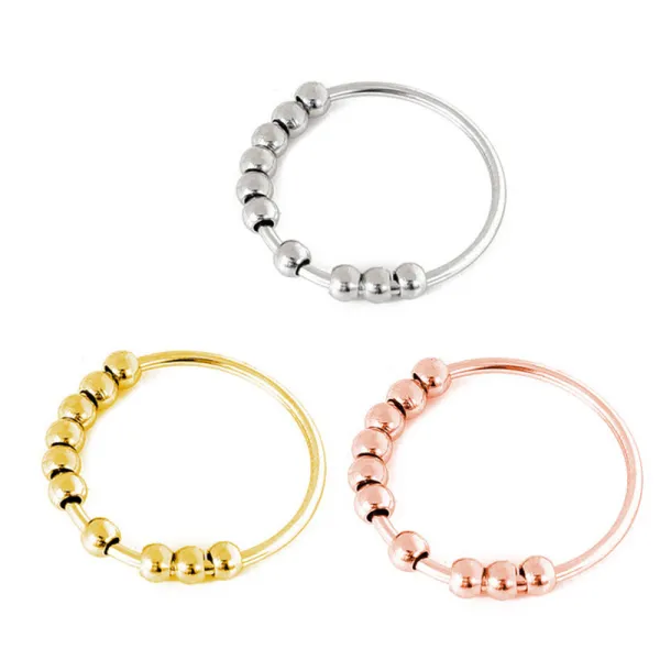 Stainless Bead Steel Ring for Fidget Ring Anxiety Stress Relief