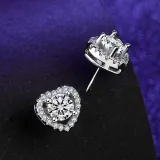 Silver Zircon Diamond Love Heart Pendant Chain Jewelry Earrings Necklaces Jewelry Sets