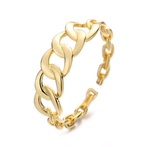 Gold Hollow Out Chain Opening Adjustable Irregular Chain Ring Gifts