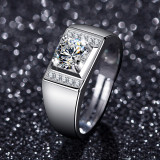 Silver Couple Rings Square Diamond For Engagement With Gift Box