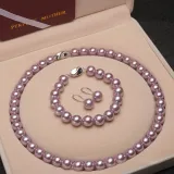 Pearl Necklace Set for Women Girls Round Shell Pearl Bracelet and Dangle Earrings Jewelry with Box