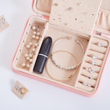 Zipper Type PU Leather Jewelry Box with Mirror For Girls and Women