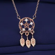 Full Drill Dream Catcher Diamond Pendant Chain Jewelry Necklace