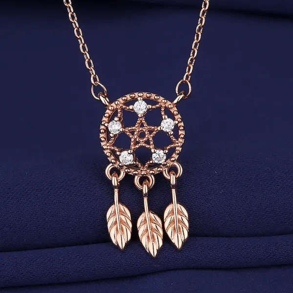 Full Drill Dream Catcher Diamond Pendant Chain Jewelry Necklace