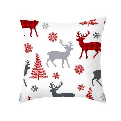 Home Decoration White Christmas Elk Oh My Deer Pillowcase Cotton Cushion Pillow Cover