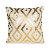 4PCS Home Cotton Decorative Gold Blocking Throw Pillow Case Cushion Covers For Sofa Couch Bed Chair