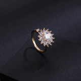 Gold Sunflower Rotating Opening Ring Necklace