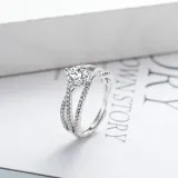 Silver Moissanite Shiny Diamond Ring For Women Girls With Gift Box