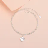 Silver Antlers Love Beads Heart Clavicle Pendant Chain Jewelry Bracelet