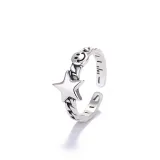 9PCS Silver Vintage Star Hollow Stackable Finger Punk Rings Set