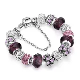 Women's 12 Constellations Crystal Beads Silver Bracelet Chain Charm Jewelry