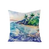 4PCS Home Cotton Decorative Hello Summer Throw Pillow Case Cushion Covers For Sofa Couch Bed Chair