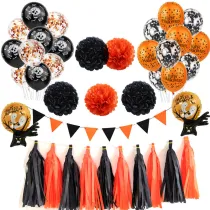 Happy Halloween Decoration Set Ghost Tree Pumpkin Cat Bat Spider and Balloon