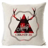 Home Decoration Red Plaids Elk Deer Pillow Cushion Cover Pillowcase