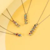 DIY Diamond Necklace Letter Pendant Name Engraved Custom with Birth Stone