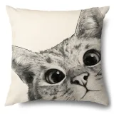 4PCS Home Cotton Decorative Cute Cartoon Cat Throw Pillow Case Cushion Covers For Sofa Couch Bed Chair