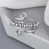 Silver Adjustable Anti Anxiety Beaded Spinner Rings Stacking Spinning Worry Ring