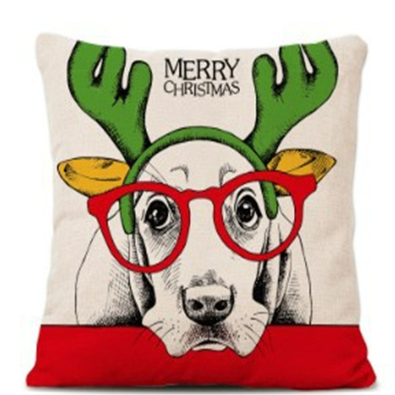 Linen Home Decoration Christmas Alpaca Dog Pillow Sofa Pillow Case