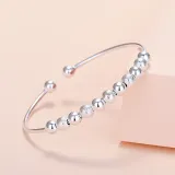 Silver Adjustable Anti Anxiety Beaded Chain Jewelry Bracelet