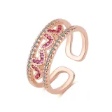 Fashion Jewelry Double Row Heart Full Diamond Opening Ring Gifts