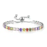 Square Multicolor Adjustable Crystal Birthstone Bracelet Gift For Mom Friends