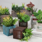 Artificial Succulent Plant Combination Wooden Potted Landscape Decoration
