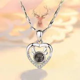 100 languages I love you Antlers Heart-shaped Clavicle Chain Necklace Jewelry