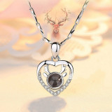 100 languages I love you Antlers Heart-shaped Clavicle Chain Necklace Jewelry