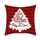 Home Decoration Christmas Tree Pillowcase Red Plaids Cotton Pillowcase