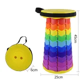 Portable Telescopic Folding Stools Rainbow Multicolor Collapsible Retractable Camping Fishing Hiking Stools