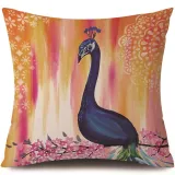 4PCS Home Cotton Decorative Peacock Pattern Throw Pillow Case Cushion Covers For Sofa Couch Bed Chair