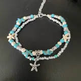 Turtle Anklets Multilayer Beads Handmade Animal Shell Beach Set Boho Foot Jewelry