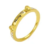 Custom Dog Name Bone Ring Sterling Silver Moissanite Drill Ring for Dog Lover
