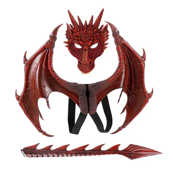 Halloween Holiday Carnival Children's Dress Up Toy Dragon Wing Tail Mask Set