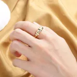 Gold Rretro Wide Opening Adjustable Irregular Chain Ring Gifts