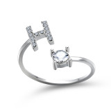 Letter Diamond Opening Adjustable Rings Jewelry
