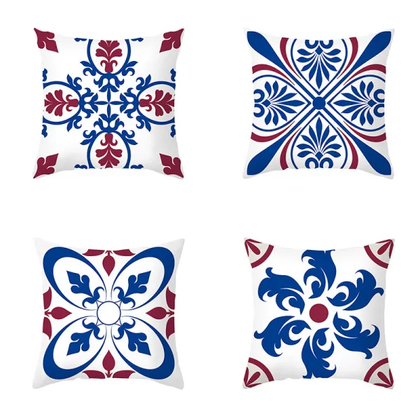 4PCS Chinese Style Geometry Decorative Throw Pillow Case Cushion Covers For Sofa Couch Bed Chair