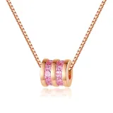 Sterling Silver Pink Zircon Diamonds Small Waist Clavicle Pendant Chain Jewelry Necklace