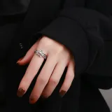Silver Adjustable Anti Anxiety Rings Fidget Spinner Band Adjustable Stacking Spinning Worry Ring