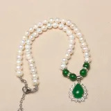Pearl Jewelry for Women Girls Drop Freshwater Pearl Bracelet and Necklace Earrings Set With Box
