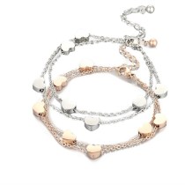 Rose Gold Silver Love Hearts Chain Jewelry Bracelet