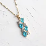 3PCS Drop Diamond Ring Earring Necklace Jewelry Set Crystal Gift For Women Girls
