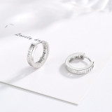 Roman Numerals Hollow Out Hoop 925 Silver Earrings