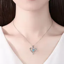 Jewelry Mothers Day Gifts Birthstone Necklace for Mom Sterling Silver Blue Gemstone Necklace