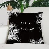 4PCS Home Cotton Decorative Black White Printed Throw Pillow Case Cushion Covers For Sofa Couch Bed Chair
