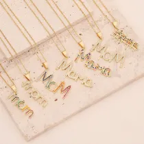 Mama Multicolor Letter Diamante Necklace Mom Jewelry Gift For Mother's Day