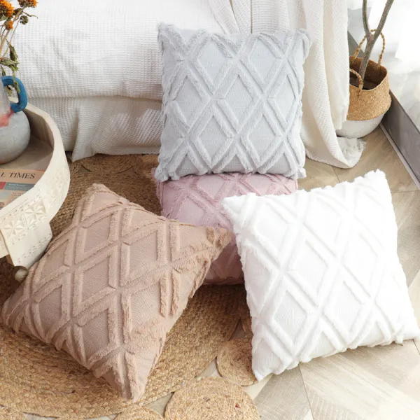 Large Diamond Super Cozy Woven Luxury Pillowslip  Pillow Cover For Bedroom Sofa