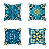 4PCS Home Cotton Decorative Geometry Pattern Printing Throw Pillow Case Cushion Covers For Sofa Couch Bed Chair