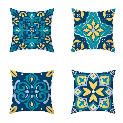 4PCS Home Cotton Decorative Geometry Pattern Printing Throw Pillow Case Cushion Covers For Sofa Couch Bed Chair