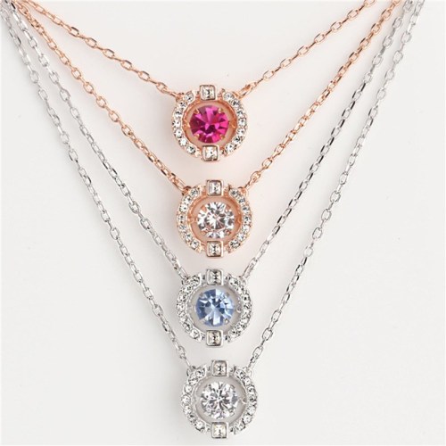 Silver Zircon Diamonds Beating Heart Clavicle Chain Jewelry Necklace